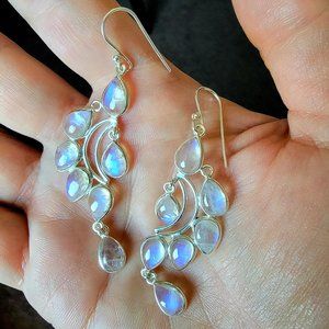 Moonstone Sterling Chandelier Earrings